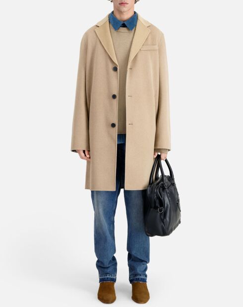 Manteau long en mélange de Laine beige