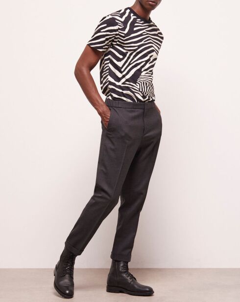 Pantalon de costume en Laine pied-de-poule noir