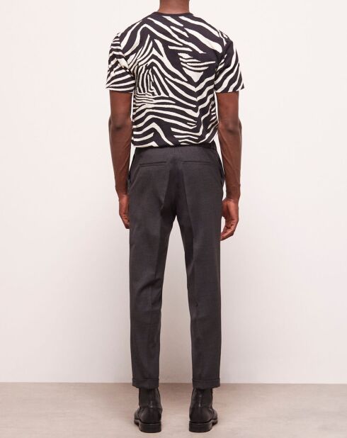 Pantalon de costume en Laine pied-de-poule noir