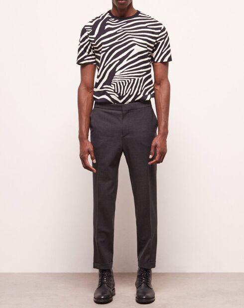 Pantalon de costume en Laine pied-de-poule noir