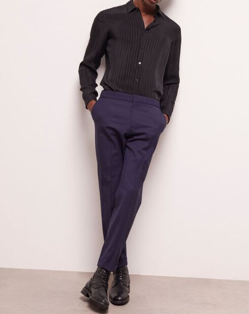 Pantalon de costume en Laine pied-de-poule bleu