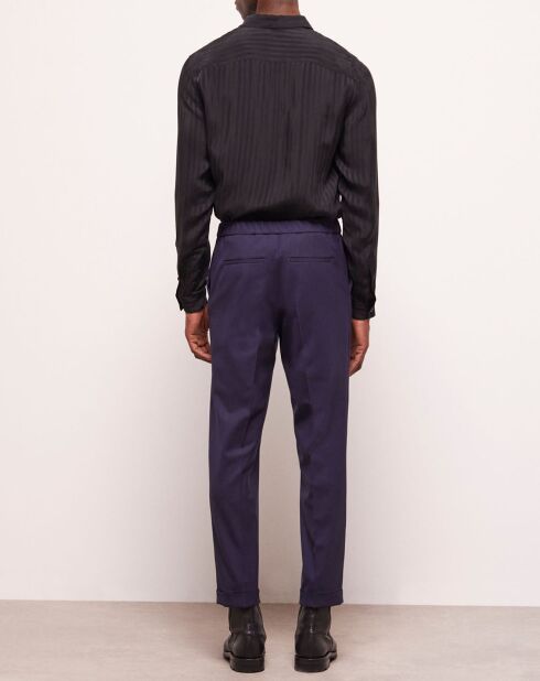 Pantalon de costume en Laine pied-de-poule bleu