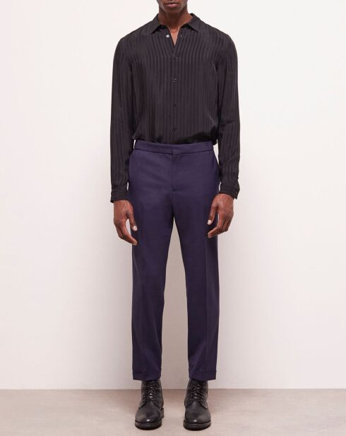 Pantalon de costume en Laine pied-de-poule bleu