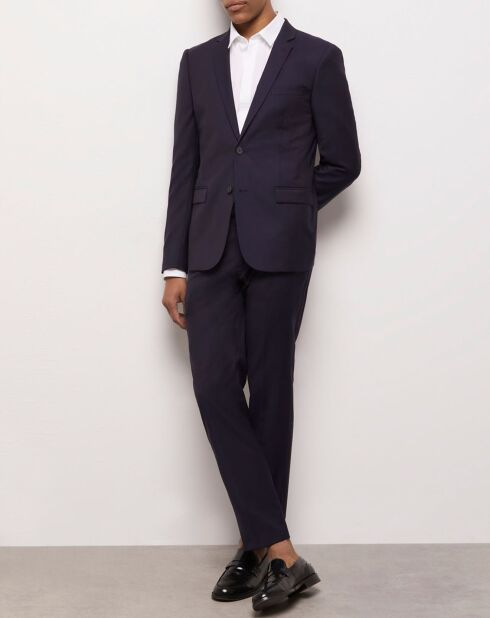 Pantalon de Costume 100% Laine bleu marine