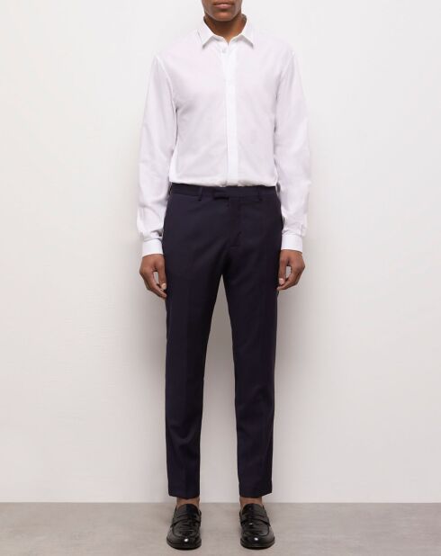 Pantalon de Costume 100% Laine bleu marine