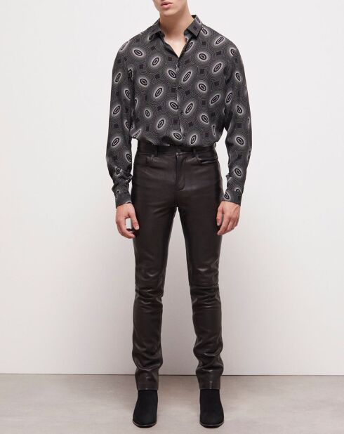 Pantalon slim en Cuir noir