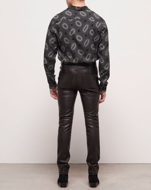 Pantalon slim en Cuir noir