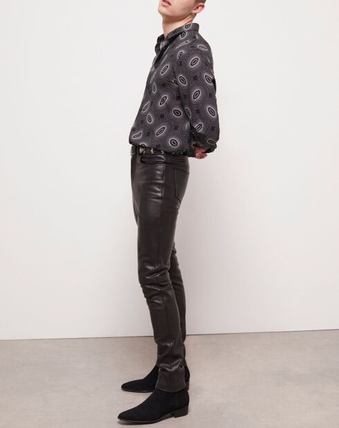 Pantalon slim en Cuir noir
