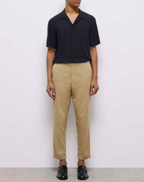 Pantalon taille élastique beige