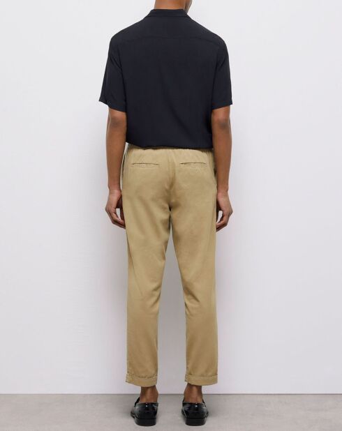 Pantalon taille élastique beige