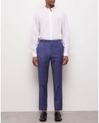 Pantalon de Costume en Laine texturé bleu