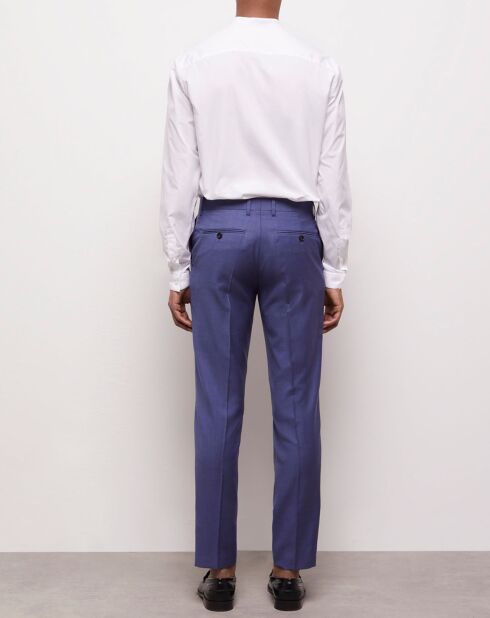 Pantalon de Costume en Laine texturé bleu