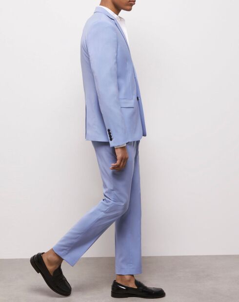 Pantalon de Costume 100% Laine fil à fil bleu