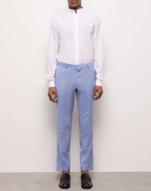 Pantalon de Costume 100% Laine fil à fil bleu