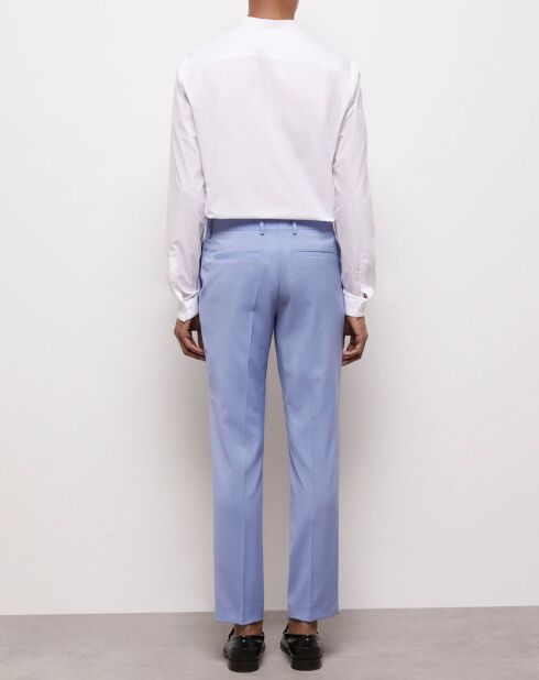 Pantalon de Costume 100% Laine fil à fil bleu