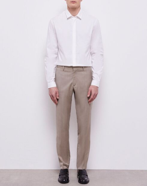 Pantalon de Costume 100% Laine fil à fil beige