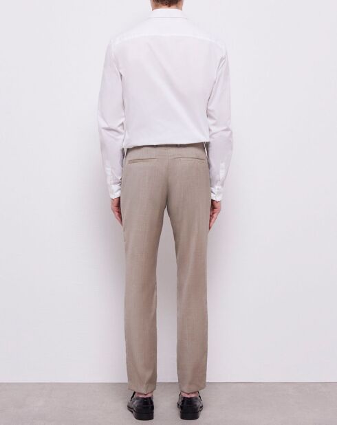 Pantalon de Costume 100% Laine fil à fil beige