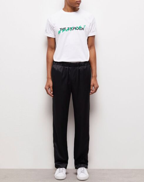 Pantalon effet satin noir