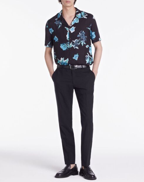 Pantalon de Costume 100% Laine Prince de Galles bleu marine