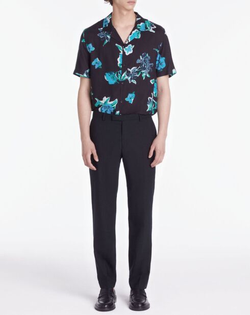 Pantalon de Costume 100% Laine Prince de Galles bleu marine