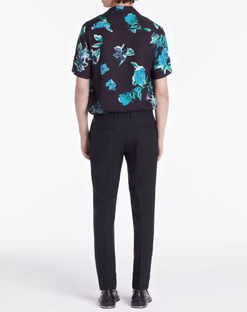 Pantalon de Costume 100% Laine Prince de Galles bleu marine