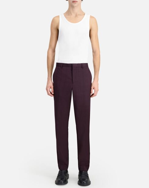 Pantalon de Costume en Laine à carreaux rouge