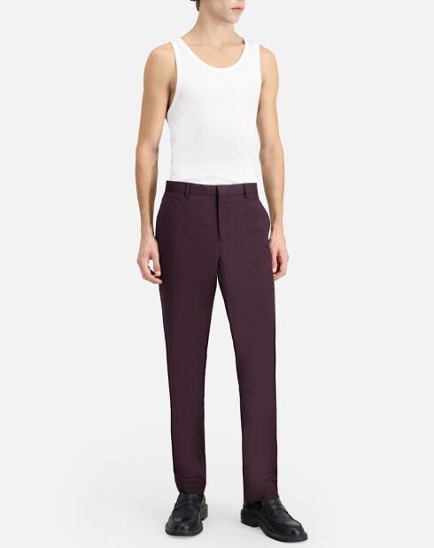 Pantalon de Costume en Laine à carreaux rouge