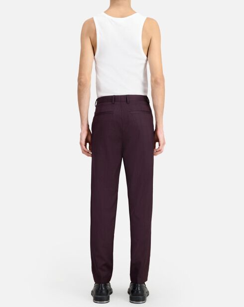 Pantalon de Costume en Laine à carreaux rouge