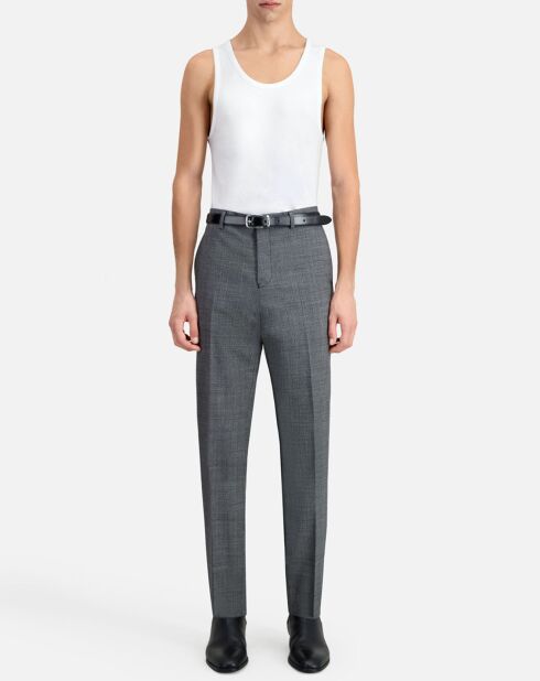 Pantalon de Costume 100% Laine à micro motifs noir