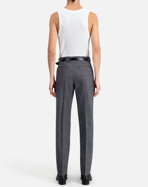 Pantalon de Costume 100% Laine à micro motifs noir