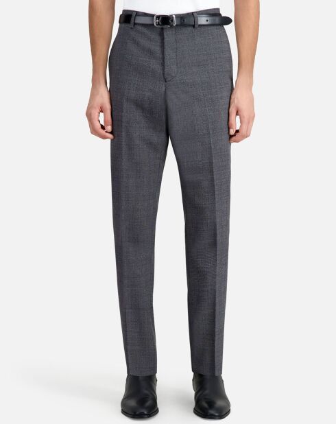 Pantalon de Costume 100% Laine à micro motifs noir