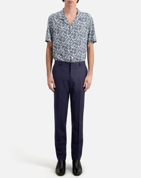 Pantalon de costume en Laine ajusté bleu marine