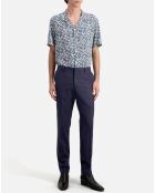 Pantalon de costume en Laine ajusté bleu marine