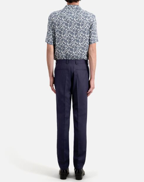 Pantalon de costume en Laine ajusté bleu marine