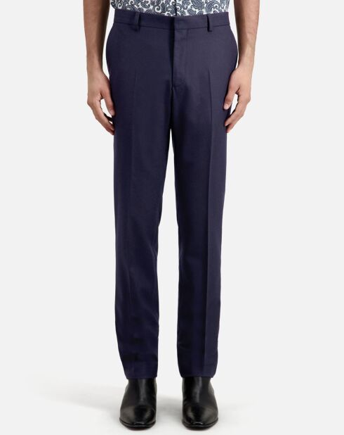 Pantalon de costume en Laine ajusté bleu marine