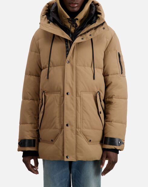 Parka à capuche beige