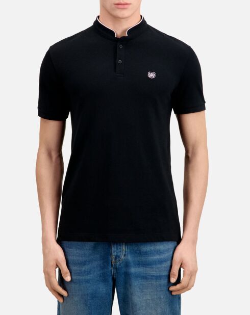 Polo slim col officier noir