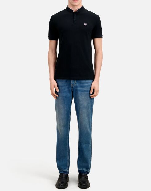 Polo slim col officier noir