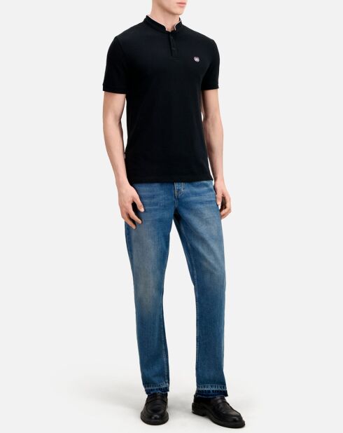 Polo slim col officier noir