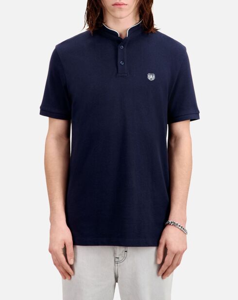 Polo slim col officier bleu marine