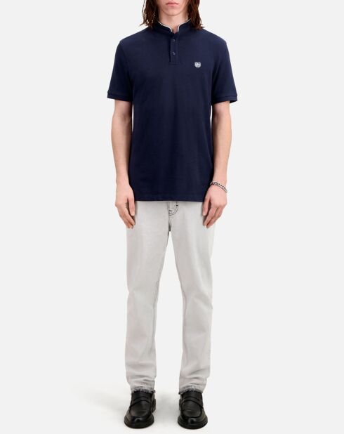 Polo slim col officier bleu marine