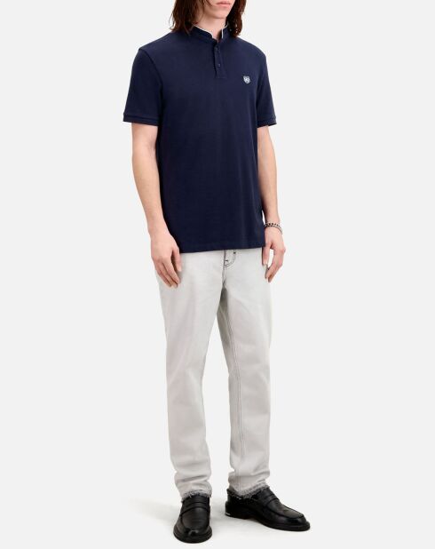 Polo slim col officier bleu marine