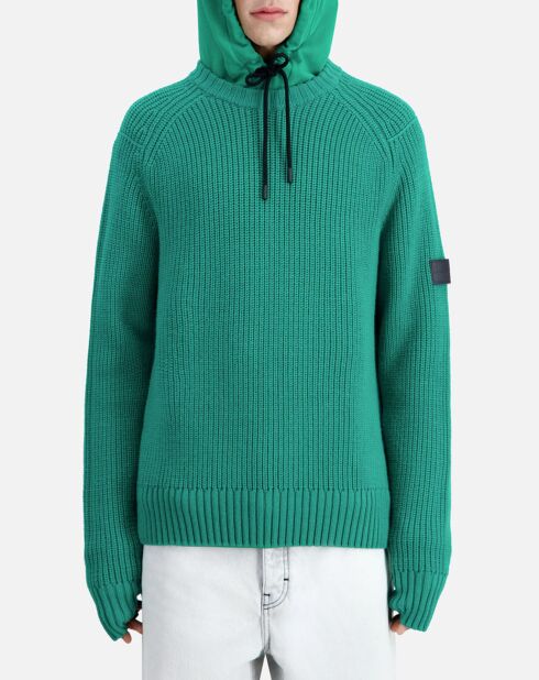 Pull en maille côtelée vert