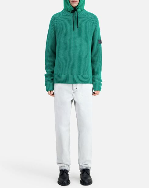 Pull en maille côtelée vert