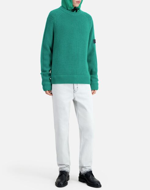 Pull en maille côtelée vert