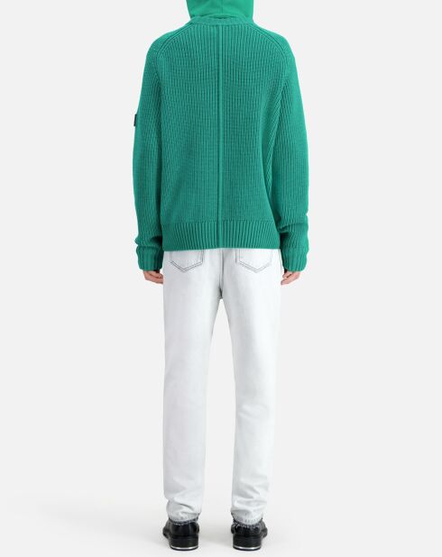 Pull en maille côtelée vert