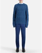 Pull en Laine torsadée bleu