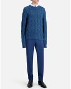 Pull en Laine torsadée bleu