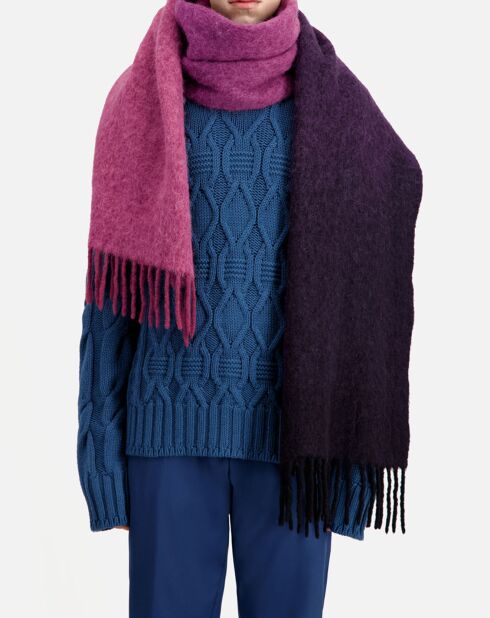 Pull 100% laine torsadée bleu