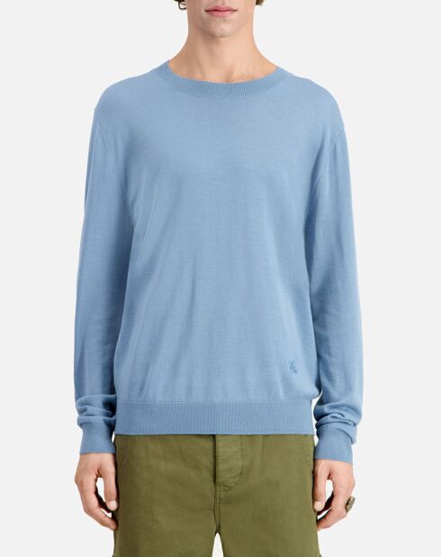 Pull en Laine mérinos bleu